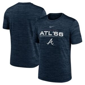 Men's Nike Navy Atlanta Braves Wordmark Velocity Performance T-shirt Size M